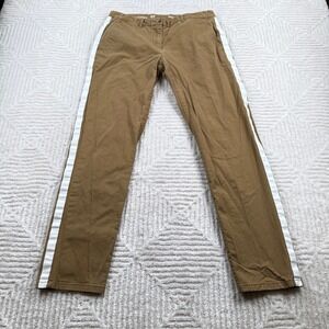 Gap Khakis Pants Women's 4 Broken In Straight Fit Pants Tan White Stripe Preppy